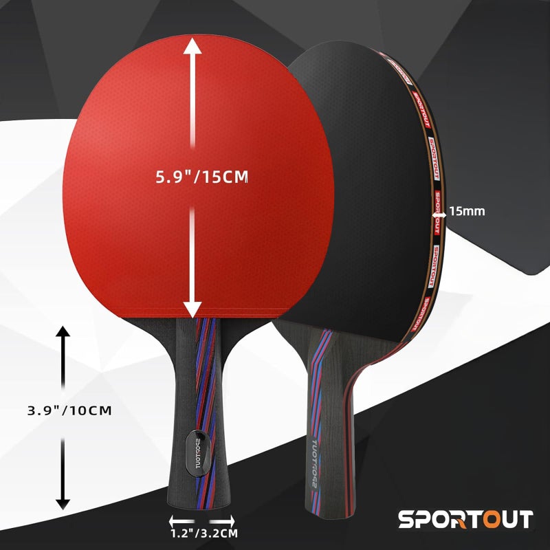Sportout مجموعة مضارب تنس الطاولة سبورت آوت - مضرب تنس طاولة محمول مع حقيبة تخزين، مضرب تنس طاولة متميز للألعاب الداخلية والخارجية - Image 5